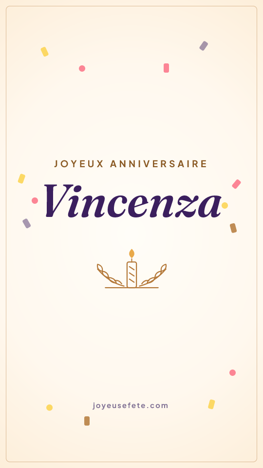 Image « Joyeux anniversaire Vincenza » au format story