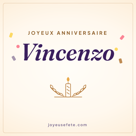 Image carrée « Joyeux anniversaire Vincenzo » pour WhatsApp