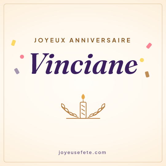 Image carrée « Joyeux anniversaire Vinciane » pour WhatsApp