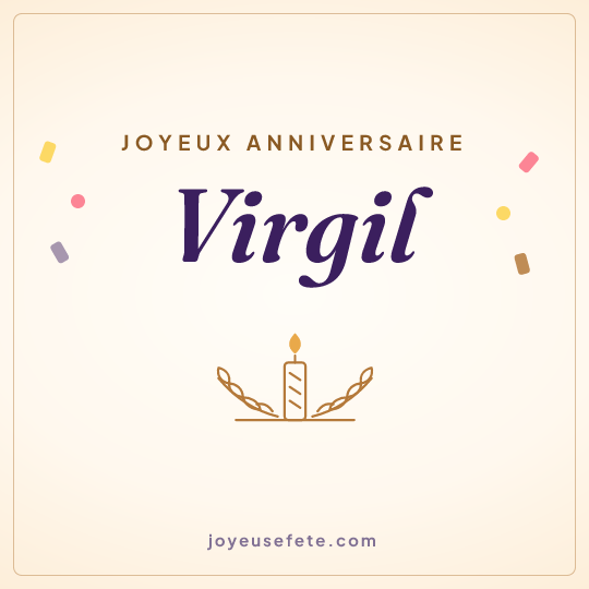 Image carrée « Joyeux anniversaire Virgil » pour WhatsApp