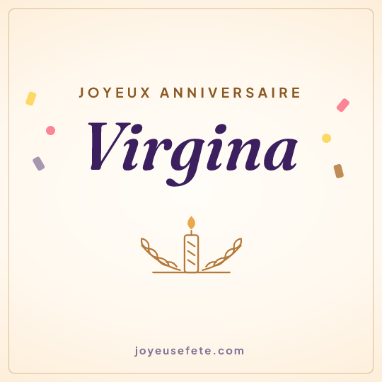 Image carrée « Joyeux anniversaire Virgina » pour WhatsApp