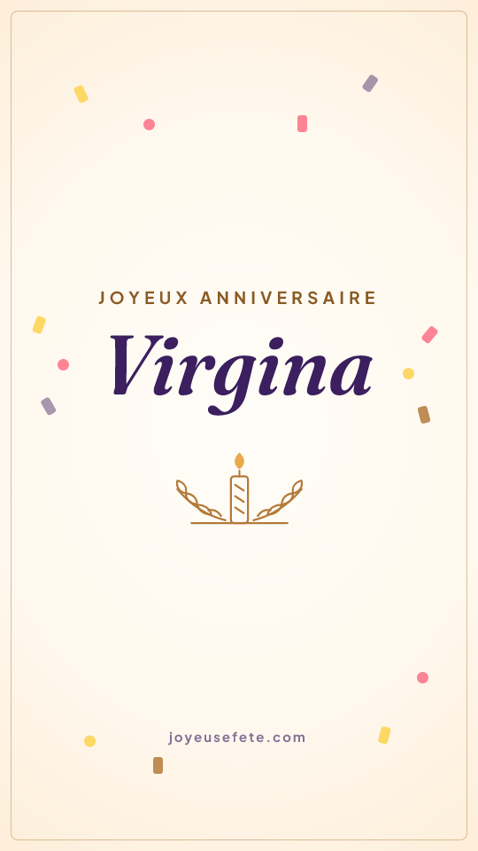 Image « Joyeux anniversaire Virgina » au format story