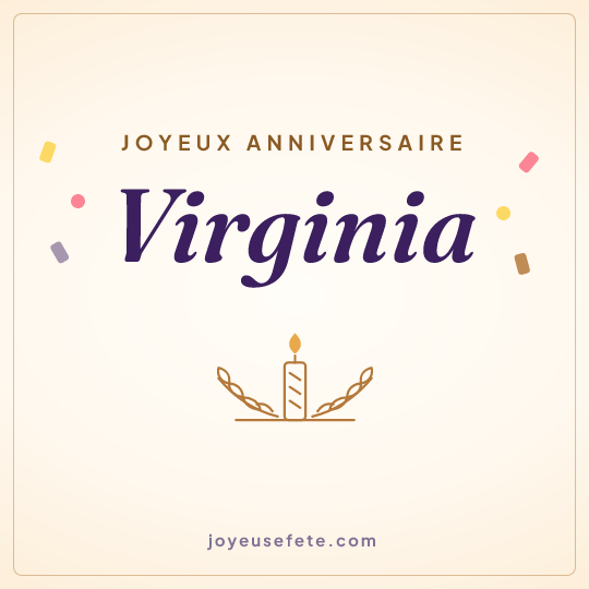 Image carrée « Joyeux anniversaire Virginia » pour WhatsApp