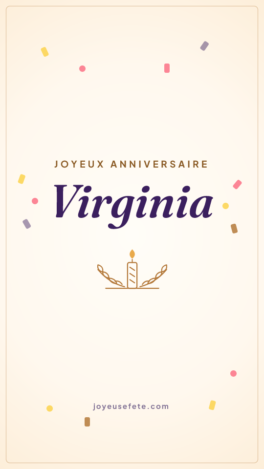 Image « Joyeux anniversaire Virginia » au format story