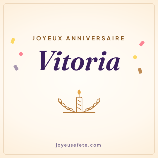 Image carrée « Joyeux anniversaire Vitoria » pour WhatsApp