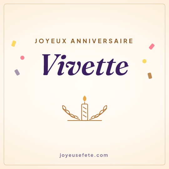 Image carrée « Joyeux anniversaire Vivette » pour WhatsApp