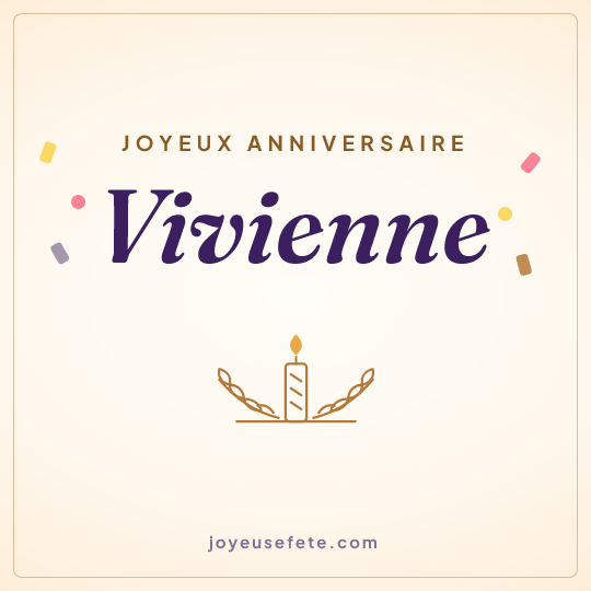 Image carrée « Joyeux anniversaire Vivienne » pour WhatsApp