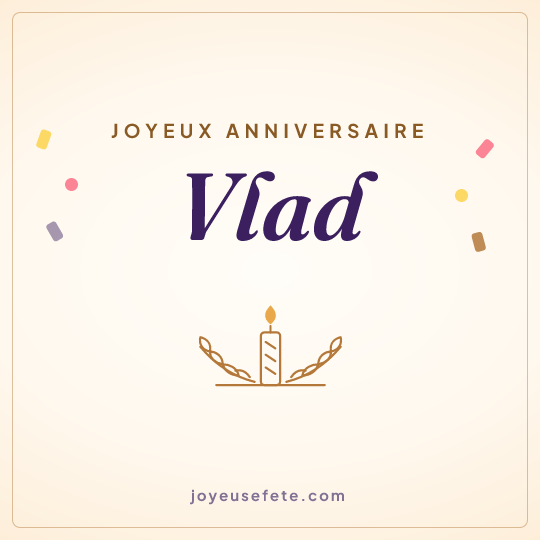 Image carrée « Joyeux anniversaire Vlad » pour WhatsApp