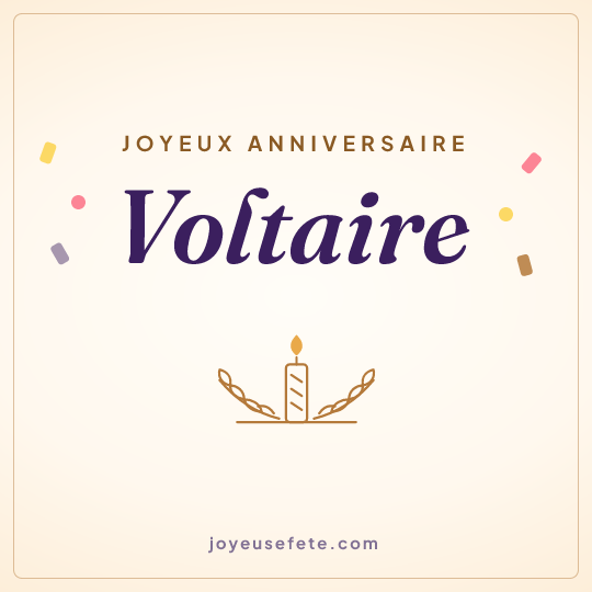Image carrée « Joyeux anniversaire Voltaire » pour WhatsApp