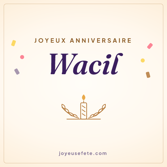 Image carrée « Joyeux anniversaire Wacil » pour WhatsApp