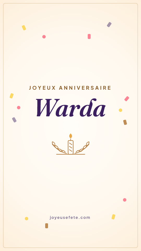 Image « Joyeux anniversaire Warda » au format story