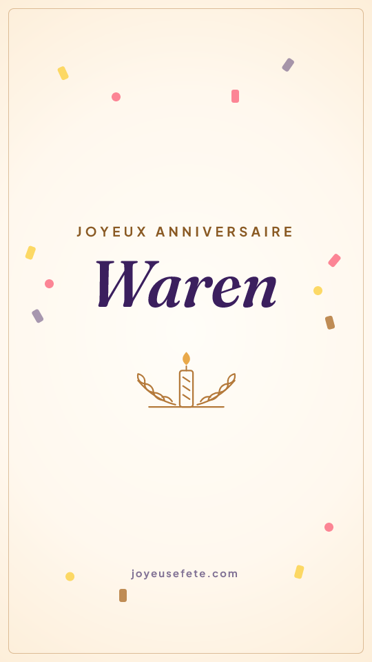 Image « Joyeux anniversaire Waren » au format story