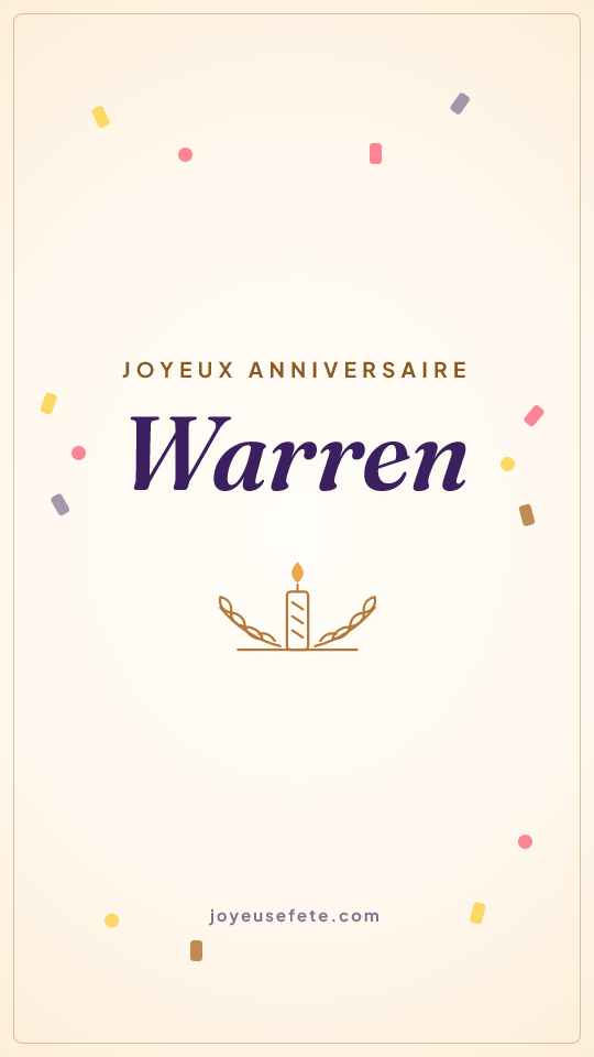 Image « Joyeux anniversaire Warren » au format story