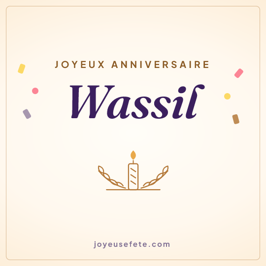 Image carrée « Joyeux anniversaire Wassil » pour WhatsApp