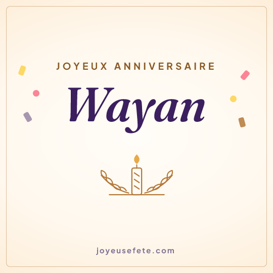 Image carrée « Joyeux anniversaire Wayan » pour WhatsApp