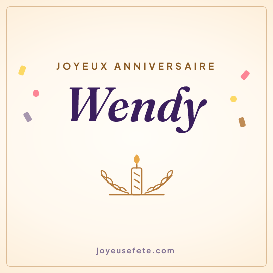 Image carrée « Joyeux anniversaire Wendy » pour WhatsApp