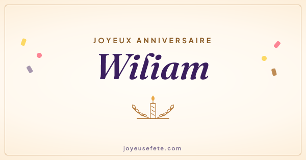 Image « Joyeux anniversaire Wiliam » au format large