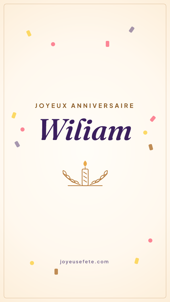 Image « Joyeux anniversaire Wiliam » au format story
