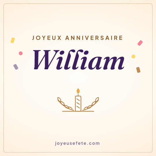 Image carrée « Joyeux anniversaire William » pour WhatsApp