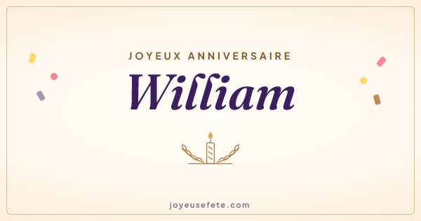 Image « Joyeux anniversaire William » au format large
