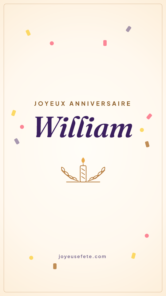 Image « Joyeux anniversaire William » au format story