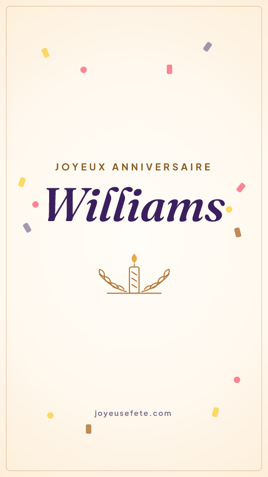 Image « Joyeux anniversaire Williams » au format story