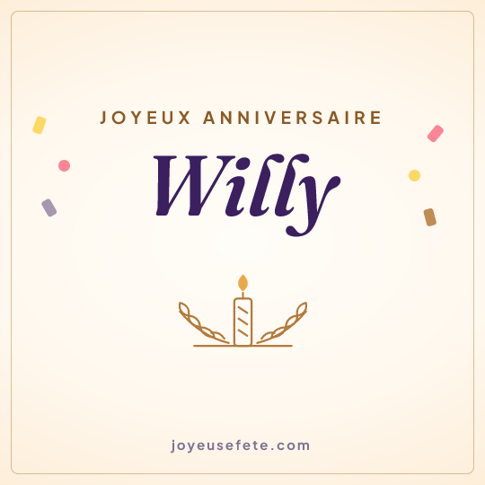 Image carrée « Joyeux anniversaire Willy » pour WhatsApp