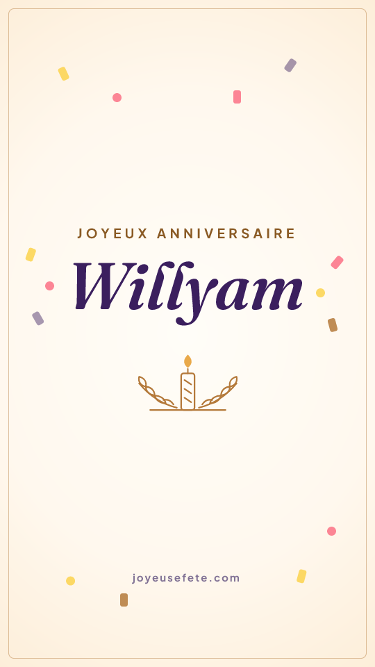 Image « Joyeux anniversaire Willyam » au format story