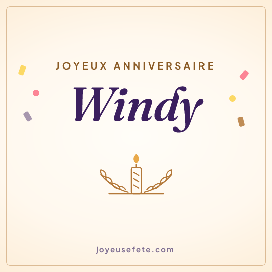 Image carrée « Joyeux anniversaire Windy » pour WhatsApp