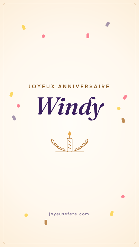 Image « Joyeux anniversaire Windy » au format story