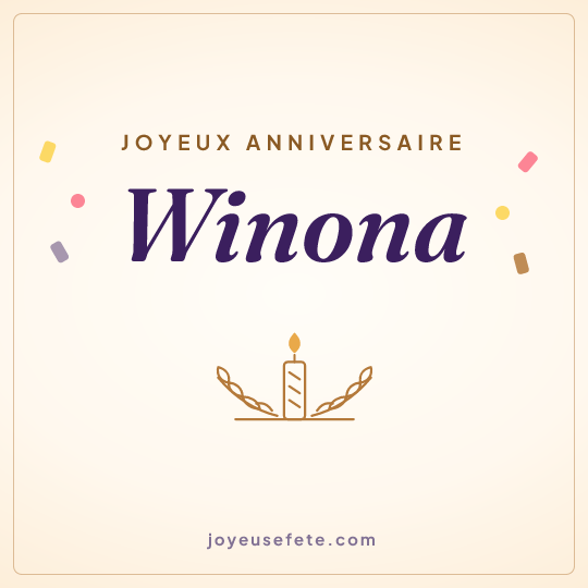 Image carrée « Joyeux anniversaire Winona » pour WhatsApp