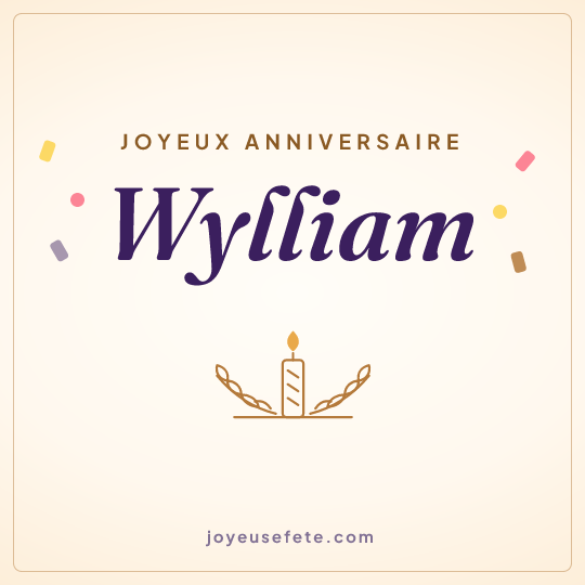 Image carrée « Joyeux anniversaire Wylliam » pour WhatsApp