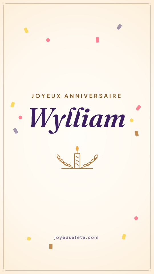 Image « Joyeux anniversaire Wylliam » au format story