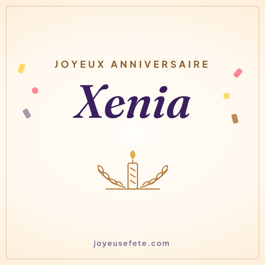 Image carrée « Joyeux anniversaire Xenia » pour WhatsApp