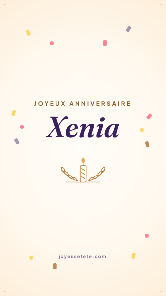 Image « Joyeux anniversaire Xenia » au format story