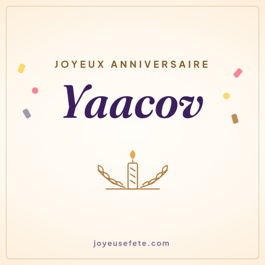 Image carrée « Joyeux anniversaire Yaacov » pour WhatsApp