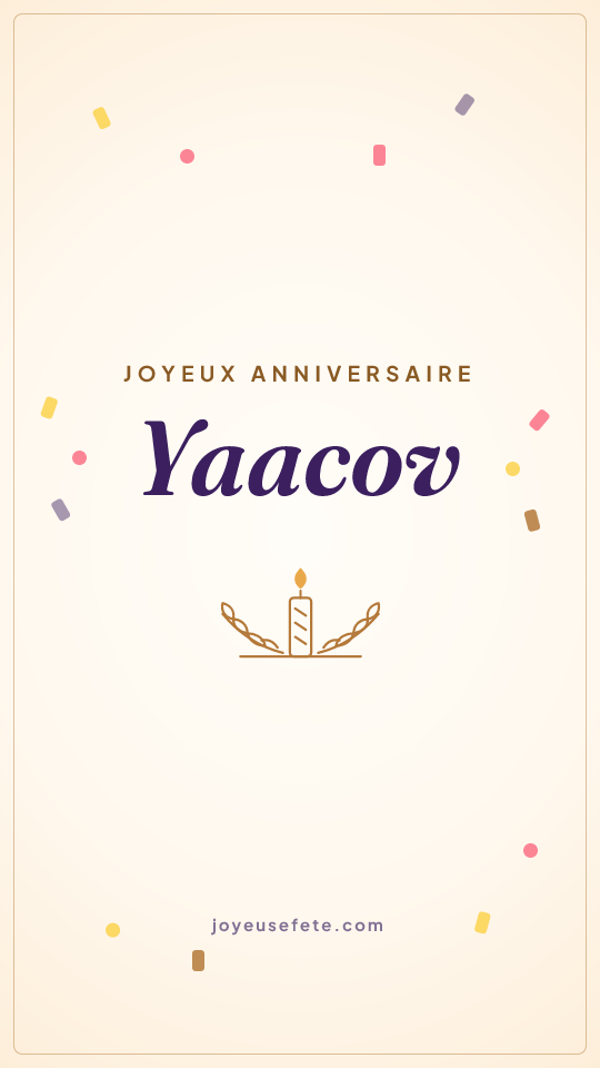 Image « Joyeux anniversaire Yaacov » au format story