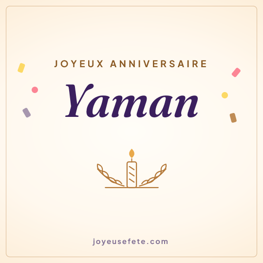 Image carrée « Joyeux anniversaire Yaman » pour WhatsApp