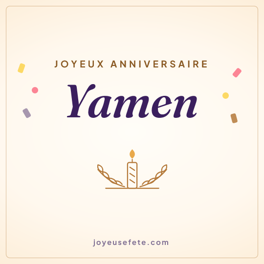 Image carrée « Joyeux anniversaire Yamen » pour WhatsApp