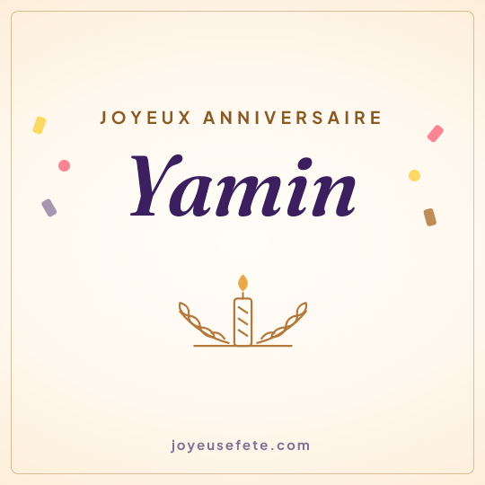 Image carrée « Joyeux anniversaire Yamin » pour WhatsApp