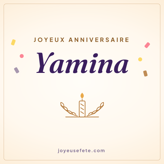 Image carrée « Joyeux anniversaire Yamina » pour WhatsApp