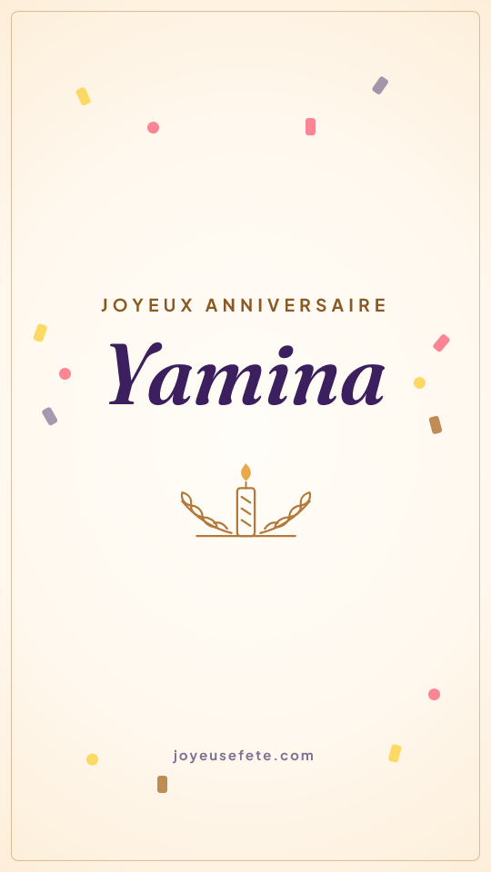 Image « Joyeux anniversaire Yamina » au format story