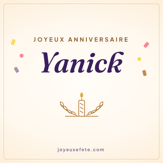 Image carrée « Joyeux anniversaire Yanick » pour WhatsApp
