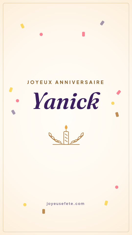 Image « Joyeux anniversaire Yanick » au format story