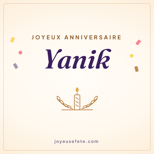 Image carrée « Joyeux anniversaire Yanik » pour WhatsApp
