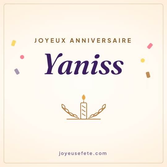 Image carrée « Joyeux anniversaire Yaniss » pour WhatsApp