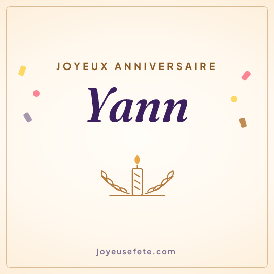 Image carrée « Joyeux anniversaire Yann » pour WhatsApp