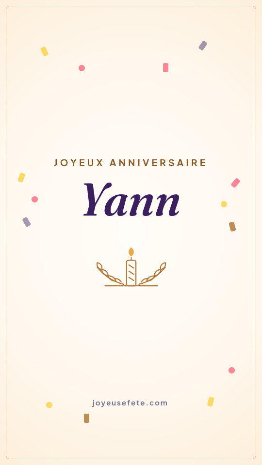 Image « Joyeux anniversaire Yann » au format story