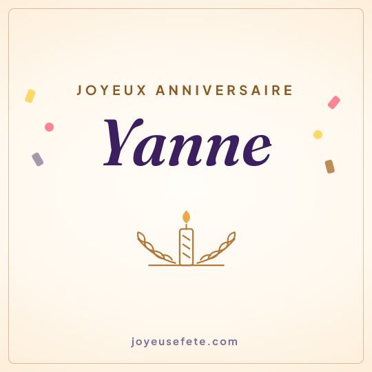Image carrée « Joyeux anniversaire Yanne » pour WhatsApp