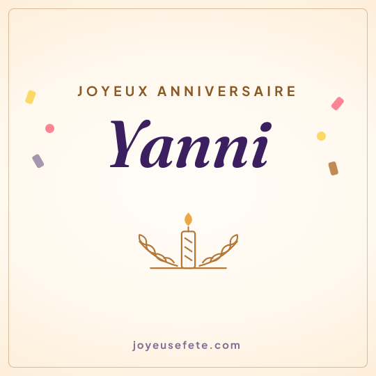 Image carrée « Joyeux anniversaire Yanni » pour WhatsApp